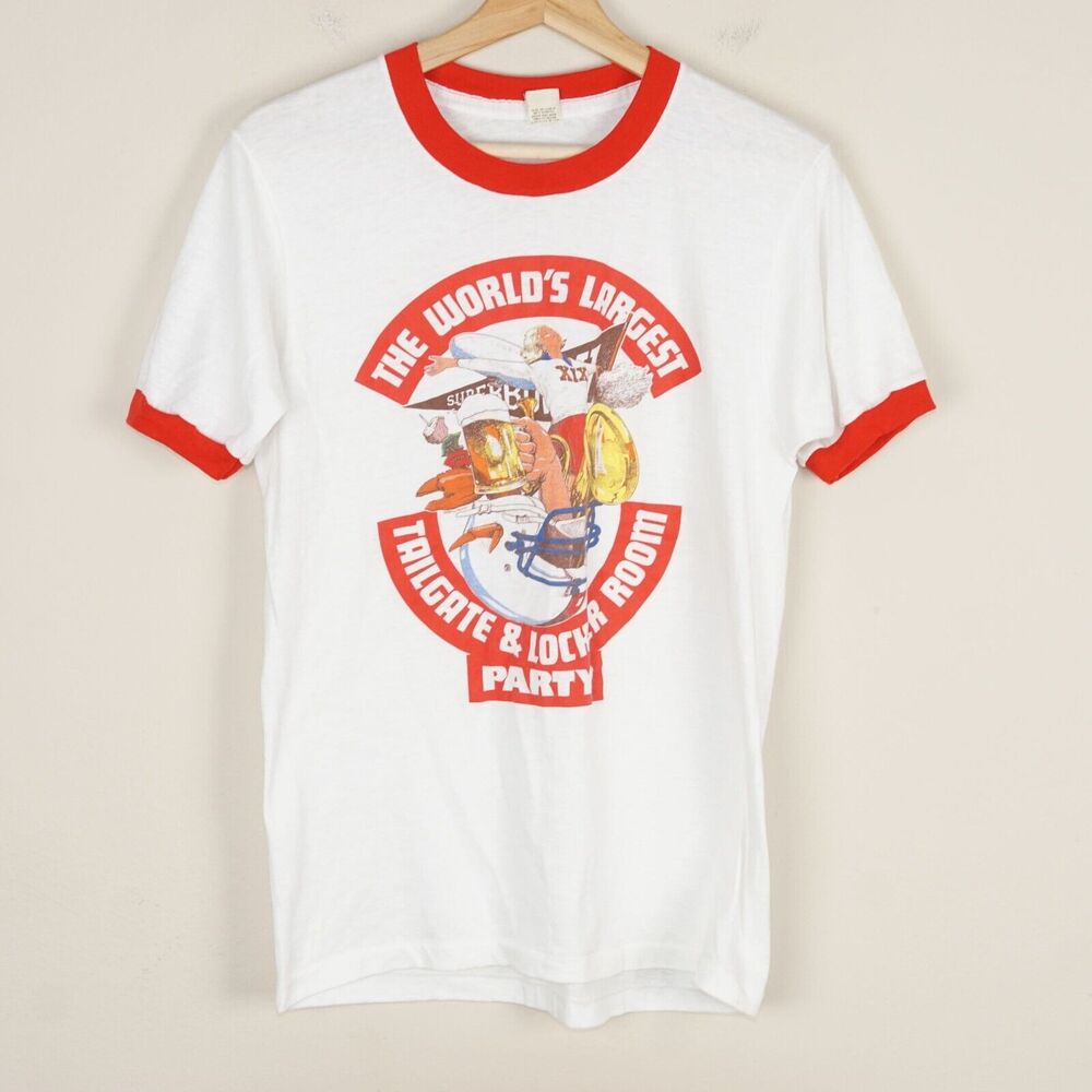 Vintage Screen Star Super Bowl XIX Largest Tailgate White Shirt L READ DETAILS